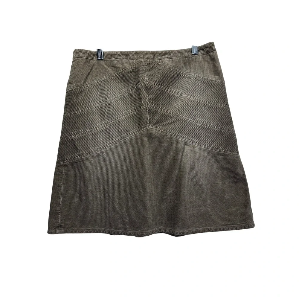 Ann‎ Taylor LOFT Brown Corduroy A-Line Skirt Chevron Cotton 10 Preppy Western